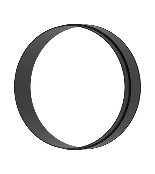 Schwarze zylindrische Verlängerungskomponente von Hansgrohe, dargestellt in einem minimalistischen Design mit zwei zusammenlaufenden Ringen.